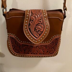 Montana West Brown and Tan Embossed Crossbody Bag